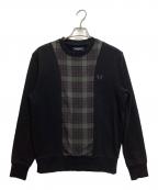 FRED PERRYフレッドペリー）の古着「タータンパネルスウェットシャツ」｜ブラック×グレー
