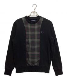 FRED PERRY（フレッドペリー）の古着「タータンパネルスウェットシャツ」｜ブラック×グレー