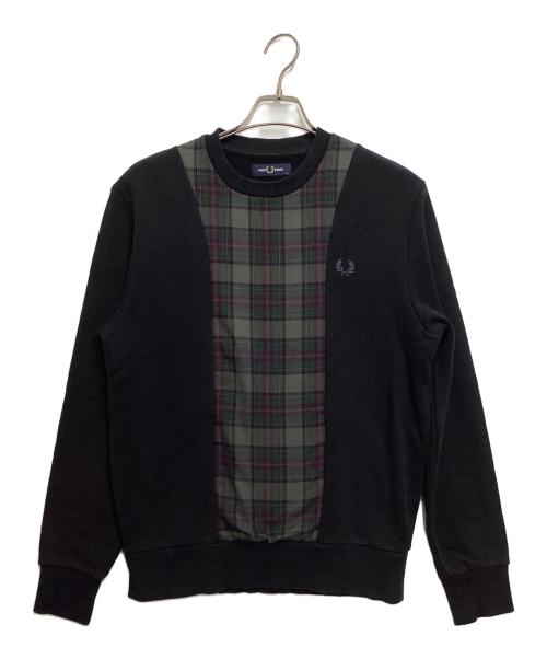 FRED PERRY（フレッドペリー）FRED PERRY (フレッドペリー) タータンパネルスウェットシャツ ブラック×グレー サイズ:SIZE Mの古着・服飾アイテム