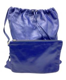 MM6 Maison Margiela（エムエムシックスメゾンマルジェラ）の古着「巾着レザーリュック」｜ブルー