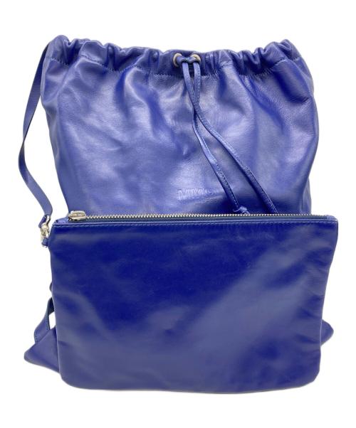 MM6 Maison Margiela（エムエムシックスメゾンマルジェラ）MM6 Maison Margiela (エムエムシックスメゾンマルジェラ) 巾着レザーリュック ブルーの古着・服飾アイテム