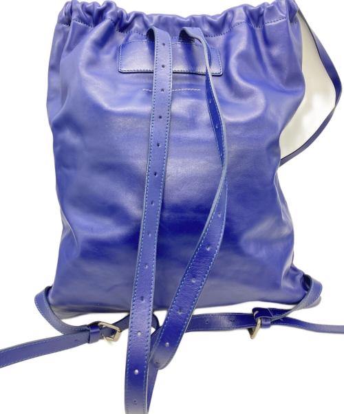 MM6 Maison Margiela（エムエムシックスメゾンマルジェラ）MM6 Maison Margiela (エムエムシックスメゾンマルジェラ) 巾着レザーリュック ブルーの古着・服飾アイテム