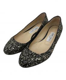 JIMMY CHOO（ジミーチュウ）の古着「フラットパンプス」｜ブラック×ゴールド