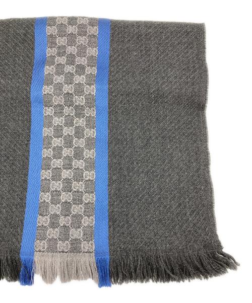 GUCCI（グッチ）GUCCI (グッチ) マフラー ブラック×ブルーの古着・服飾アイテム