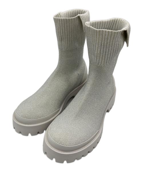 emmi eco（エミエコ）emmi eco (エミエコ) ニットブーツ ホワイト サイズ:22.5ｃｍの古着・服飾アイテム