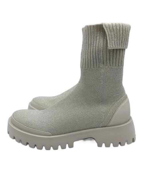 emmi eco（エミエコ）emmi eco (エミエコ) ニットブーツ ホワイト サイズ:22.5ｃｍの古着・服飾アイテム