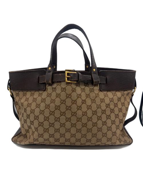GUCCI（グッチ）GUCCI (グッチ) GGキャンパス トートバッグ ブラウンの古着・服飾アイテム