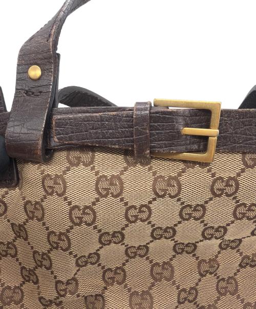 GUCCI（グッチ）GUCCI (グッチ) GGキャンパス トートバッグ ブラウンの古着・服飾アイテム