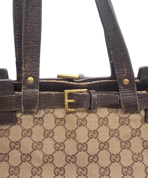 GUCCI（グッチ）GUCCI (グッチ) GGキャンパス トートバッグ ブラウンの古着・服飾アイテム