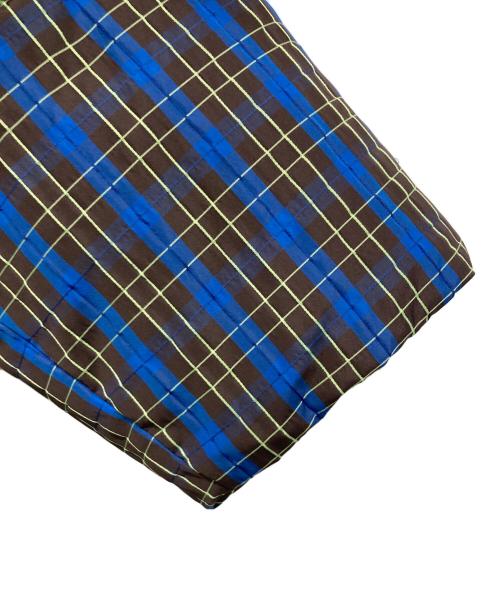 MAISON SPECIAL（メゾンスペシャル）MAISON SPECIAL (メゾンスペシャル) Plaid Hoodie Scarf Middle Down Coat ブラウン×ブルー サイズ:Mの古着・服飾アイテム