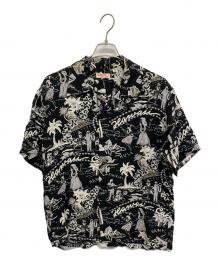 Sun Surf（サンサーフ）の古着「アロハシャツ」｜ブラック×ホワイト