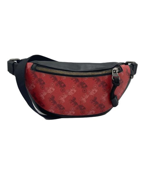 COACH（コーチ）COACH (コーチ) ウエストバッグ レッド×ブラックの古着・服飾アイテム