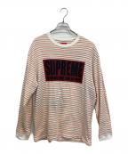 SUPREMEシュプリーム）の古着「Thin Stripe L/S TOP」｜ホワイト×オレンジ