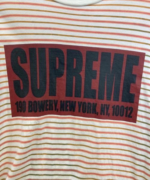 SUPREME（シュプリーム）SUPREME (シュプリーム) Thin Stripe L/S TOP ホワイト×オレンジ サイズ:Mの古着・服飾アイテム