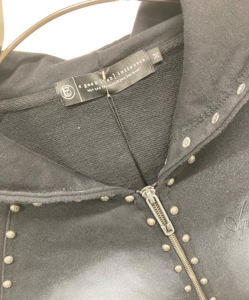 a good bad influence（アグッドバッドインフルエンス）A Good Bad Influence (アグッドバッドインフルエンス) ORIGINAL STUDSED HOODIE ブラック サイズ:Mの古着・服飾アイテム