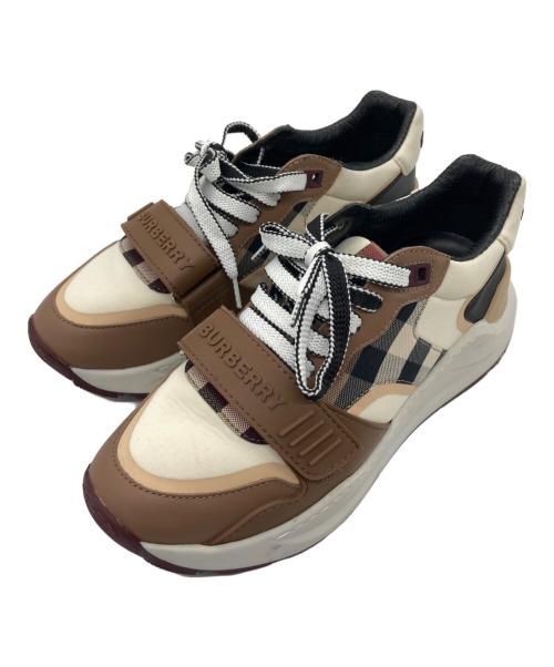 BURBERRY（バーバリー）BURBERRY (バーバリー) RAMSEY Low Sneakers ブラウン×ベージュ サイズ:SIZE 24cmの古着・服飾アイテム