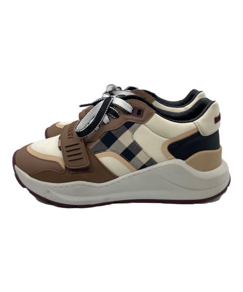 BURBERRY（バーバリー）BURBERRY (バーバリー) RAMSEY Low Sneakers ブラウン×ベージュ サイズ:SIZE 24cmの古着・服飾アイテム