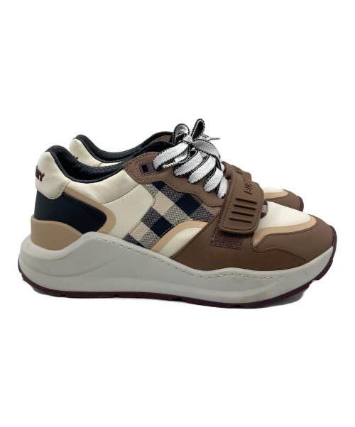 BURBERRY（バーバリー）BURBERRY (バーバリー) RAMSEY Low Sneakers ブラウン×ベージュ サイズ:SIZE 24cmの古着・服飾アイテム
