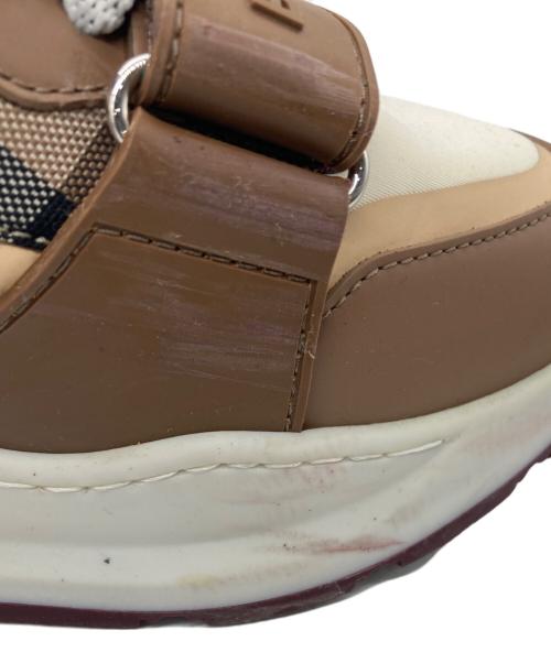BURBERRY（バーバリー）BURBERRY (バーバリー) RAMSEY Low Sneakers ブラウン×ベージュ サイズ:SIZE 24cmの古着・服飾アイテム