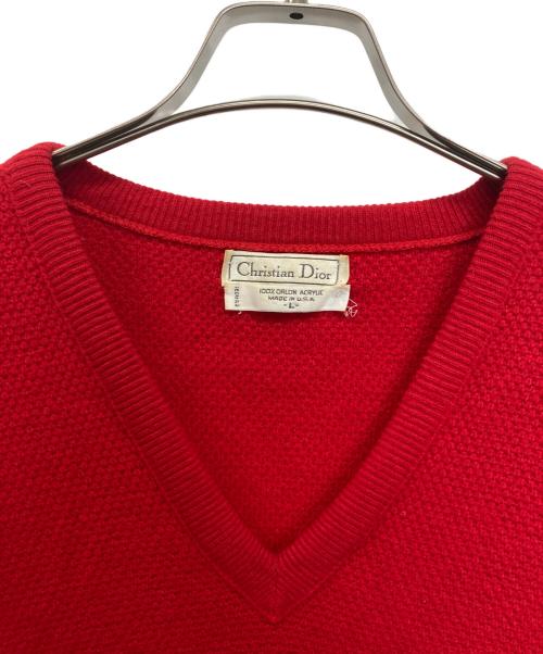 Christian Dior（クリスチャン ディオール）Christian Dior (クリスチャン ディオール) 厚手ニット レッド サイズ:Lの古着・服飾アイテム