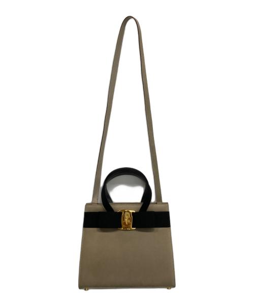 Salvatore Ferragamo（サルヴァトーレ フェラガモ）Salvatore Ferragamo (サルヴァトーレ フェラガモ) 2WAYショルダーバッグ ベージュ×ブラックの古着・服飾アイテム