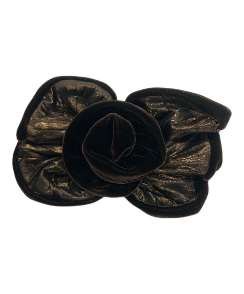 ALEXANDRE de Paris（アレクサンドルドゥパリ）ALEXANDRE de Paris (アレクサンドルドゥパリ) ベロアリボンバレッタ ブラウン×ゴールドの古着・服飾アイテム