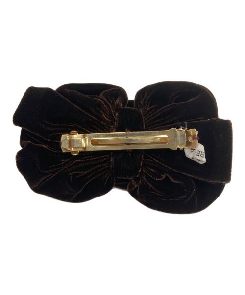 ALEXANDRE de Paris（アレクサンドルドゥパリ）ALEXANDRE de Paris (アレクサンドルドゥパリ) ベロアリボンバレッタ ブラウン×ゴールドの古着・服飾アイテム