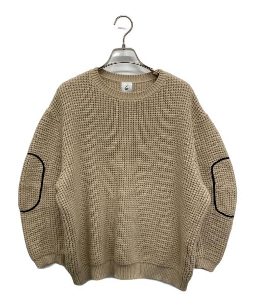 6(ROKU) BEAUTY&YOUTH（ロク ビューティーアンドユース）6(ROKU) BEAUTY&YOUTH (ロク ビューティーアンドユース) 厚手ニット ベージュ×ブラック サイズ:SIZE Freeの古着・服飾アイテム