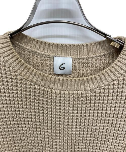 6(ROKU) BEAUTY&YOUTH（ロク ビューティーアンドユース）6(ROKU) BEAUTY&YOUTH (ロク ビューティーアンドユース) 厚手ニット ベージュ×ブラック サイズ:SIZE Freeの古着・服飾アイテム