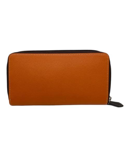 CASTELBAJAC（カステルバジャック）CASTELBAJAC (カステルバジャック) ラウンドファスナー長財布 オレンジ×ダークブラウンの古着・服飾アイテム