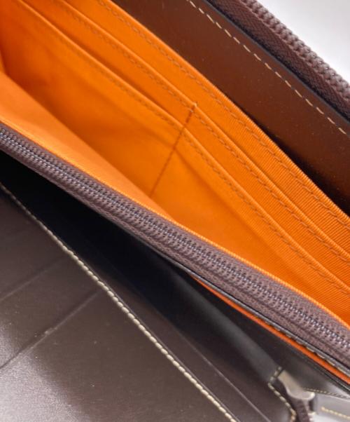 CASTELBAJAC（カステルバジャック）CASTELBAJAC (カステルバジャック) ラウンドファスナー長財布 オレンジ×ダークブラウンの古着・服飾アイテム