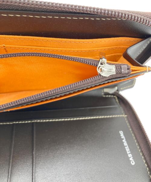 CASTELBAJAC（カステルバジャック）CASTELBAJAC (カステルバジャック) ラウンドファスナー長財布 オレンジ×ダークブラウンの古着・服飾アイテム