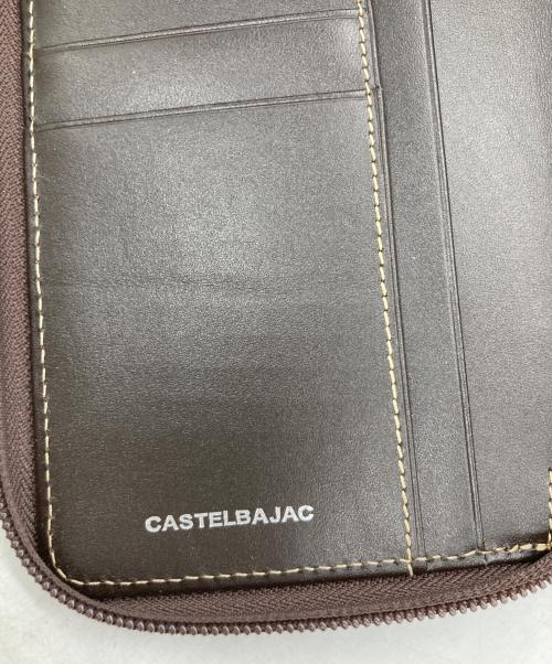 CASTELBAJAC（カステルバジャック）CASTELBAJAC (カステルバジャック) ラウンドファスナー長財布 オレンジ×ダークブラウンの古着・服飾アイテム