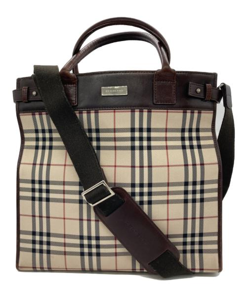 BURBERRY（バーバリー）BURBERRY (バーバリー) 2WAYバッグ ベージュ×ブラウンの古着・服飾アイテム