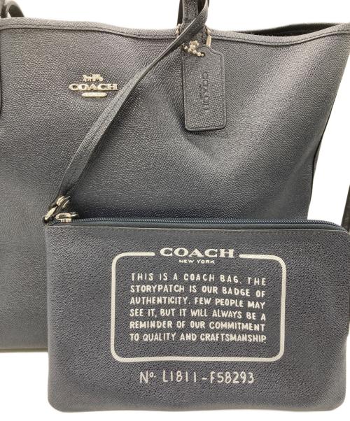 COACH（コーチ）COACH (コーチ) リバーシブルトートバッグ ネイビーの古着・服飾アイテム