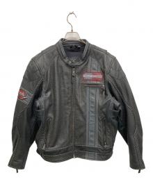 HARLEY-DAVIDSON（ハーレーダビッドソン）の古着「パンチングレザージャケット」｜ブラック