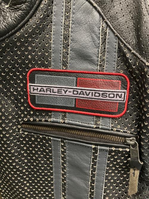 HARLEY-DAVIDSON（ハーレーダビッドソン）HARLEY-DAVIDSON (ハーレーダビッドソン) パンチングレザージャケット ブラック サイズ:XLの古着・服飾アイテム