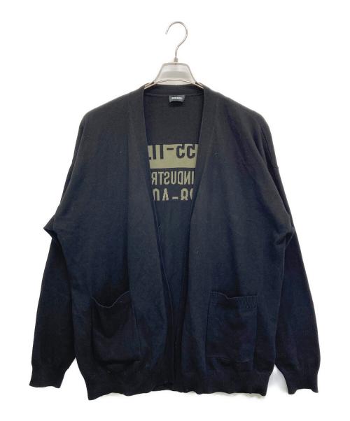DIESEL（ディーゼル）DIESEL (ディーゼル) 薄手カーディガン ブラック×グリーン サイズ:Lの古着・服飾アイテム