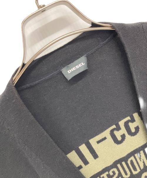 DIESEL（ディーゼル）DIESEL (ディーゼル) 薄手カーディガン ブラック×グリーン サイズ:Lの古着・服飾アイテム