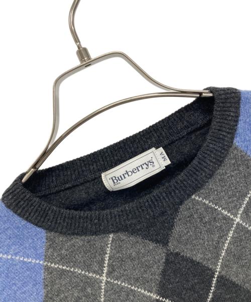 Burberry's（バーバリー）Burberry's (バーバリー) 厚手ニット ブラック×ブルー サイズ:SIZE MAの古着・服飾アイテム