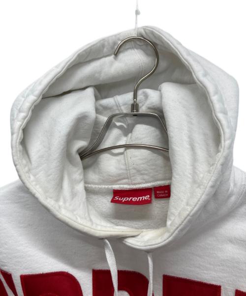 SUPREME（シュプリーム）SUPREME (シュプリーム) banner Pullover Big Logo Hoodie ホワイト×レッド サイズ:Lの古着・服飾アイテム
