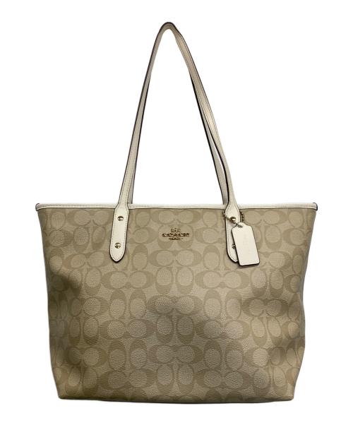 COACH（コーチ）COACH (コーチ) ハンドバッグ ベージュ×アイボリーの古着・服飾アイテム