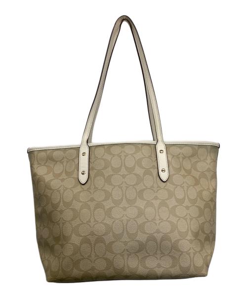 COACH（コーチ）COACH (コーチ) ハンドバッグ ベージュ×アイボリーの古着・服飾アイテム
