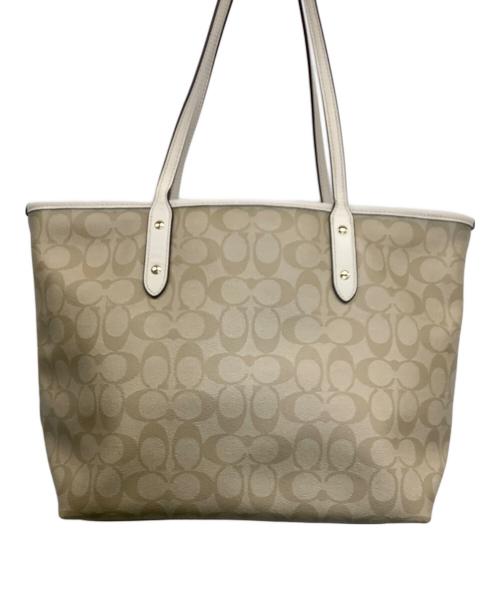 COACH（コーチ）COACH (コーチ) ハンドバッグ ベージュ×アイボリーの古着・服飾アイテム