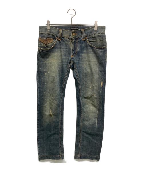 DOLCE & GABBANA（ドルチェ＆ガッバーナ）DOLCE & GABBANA (ドルチェ＆ガッバーナ) ダメージ加工デニムパンツ インディゴブルー サイズ:SIZE 48の古着・服飾アイテム