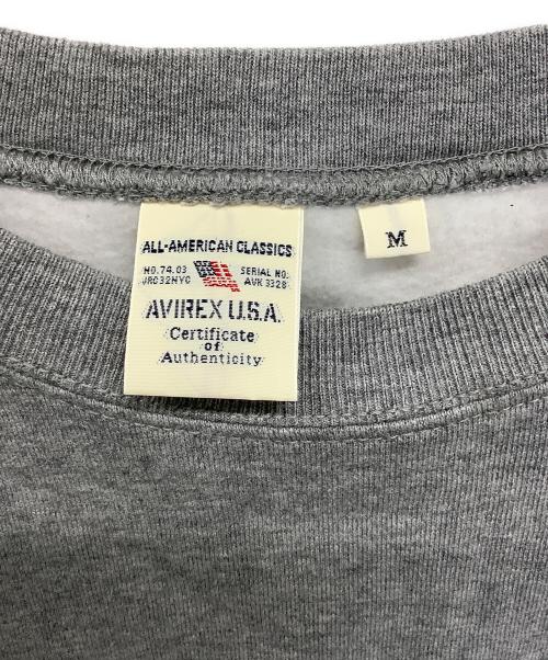 AVIREX（アヴィレックス）AVIREX (アヴィレックス) クルーネックスウェット グレー サイズ:Mの古着・服飾アイテム