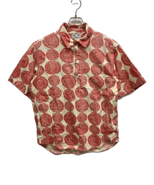 EVISU（エヴィス）EVISU (エヴィス) 半袖シャツ ベージュ×レッド サイズ:Lの古着・服飾アイテム