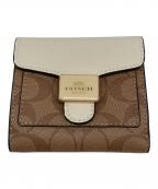 COACHコーチ）の古着「3つ折り財布」｜ブラウン×ホワイト