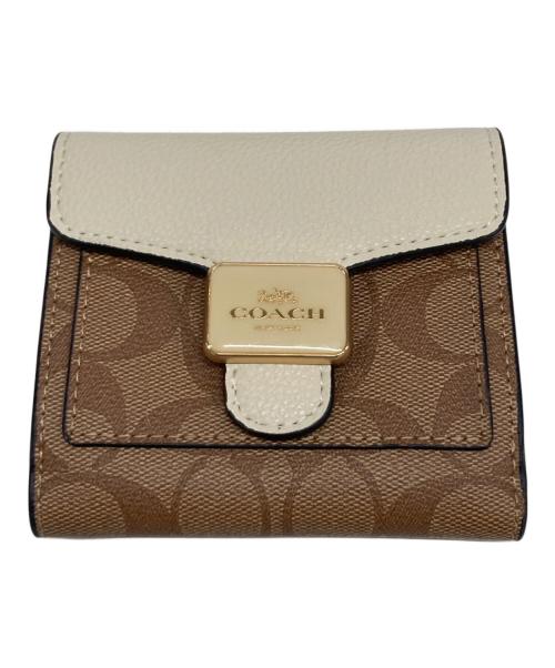 COACH（コーチ）COACH (コーチ) 3つ折り財布 ブラウン×ホワイトの古着・服飾アイテム