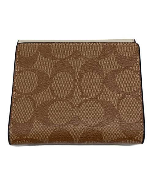 COACH（コーチ）COACH (コーチ) 3つ折り財布 ブラウン×ホワイトの古着・服飾アイテム